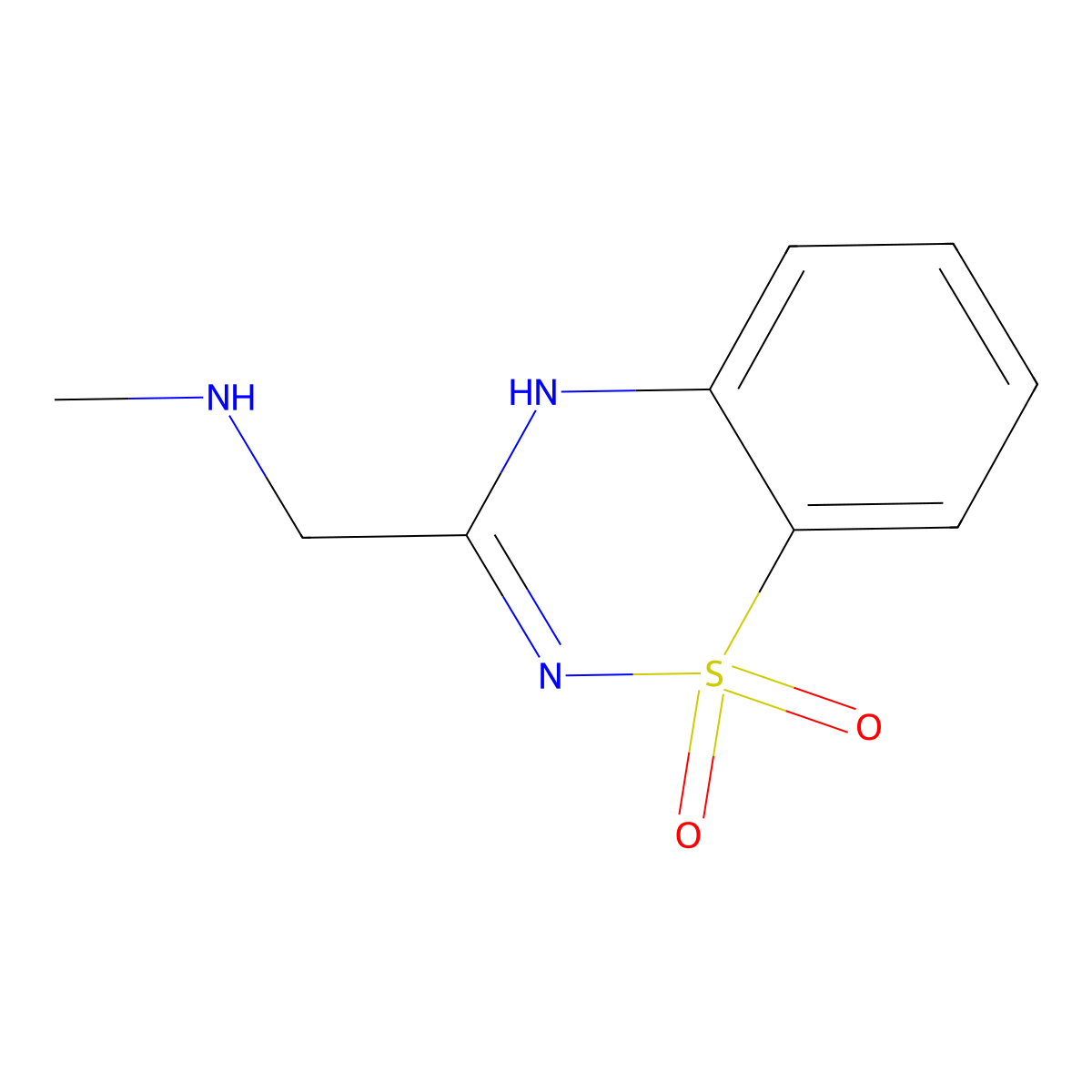 3-((methylamino)methyl)-2H-1lambda6,2,4-benzothiadiazine-1,1-dione molecular structure, CAS 807283-74-5