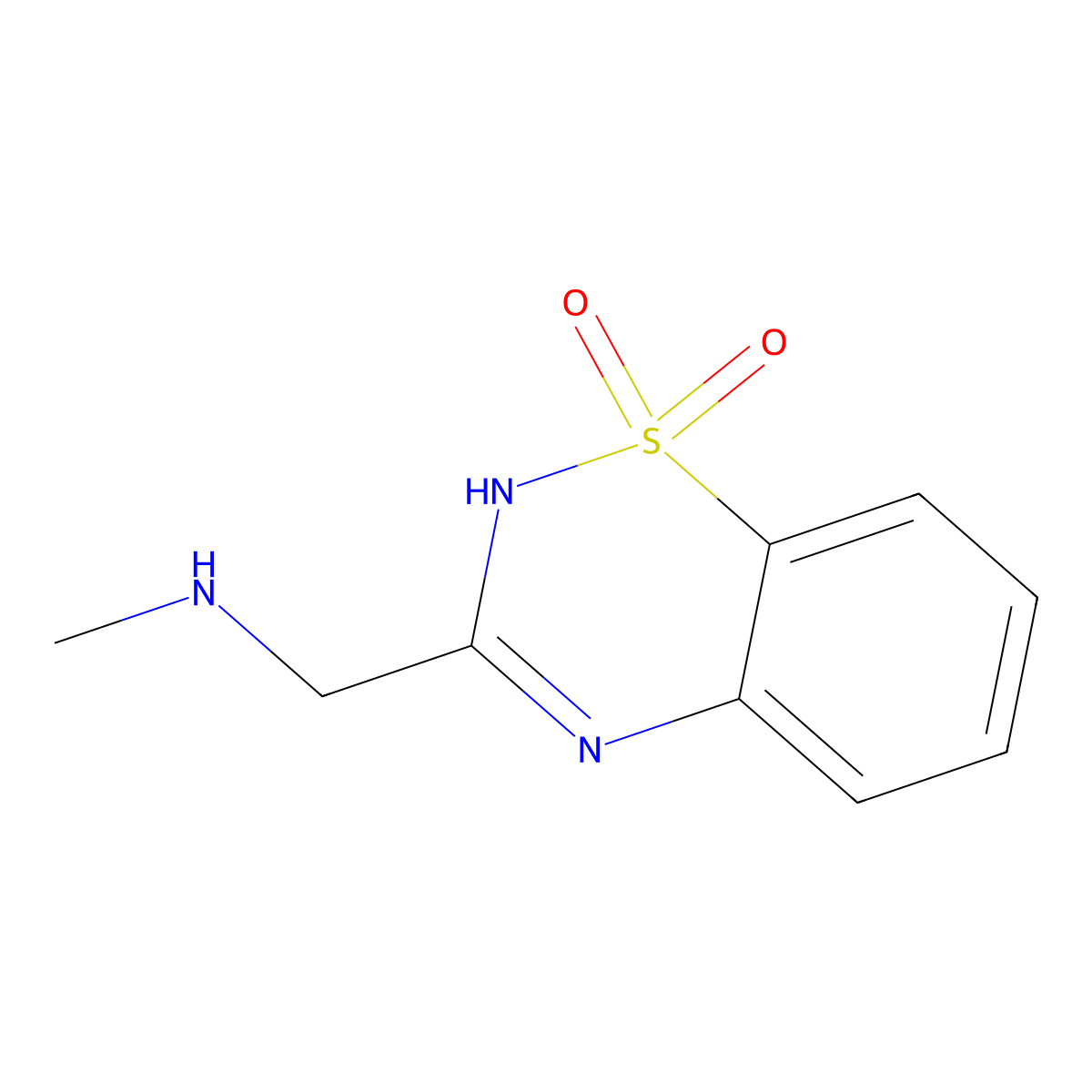 3-((methylamino)methyl)-2H-1lambda6,2,4-benzothiadiazine-1,1-dione molecular structure, CAS 807283-74-5