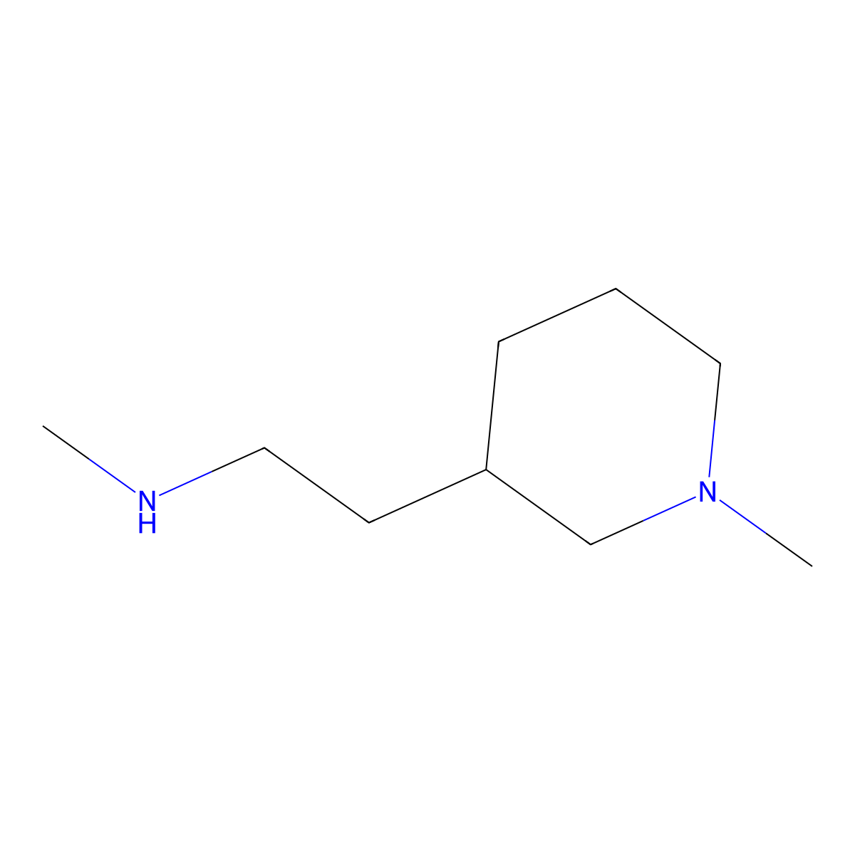N-Methyl-2-(1-methyl-3-piperidinyl)-1-ethanamine molecular structure, CAS 807297-46-7