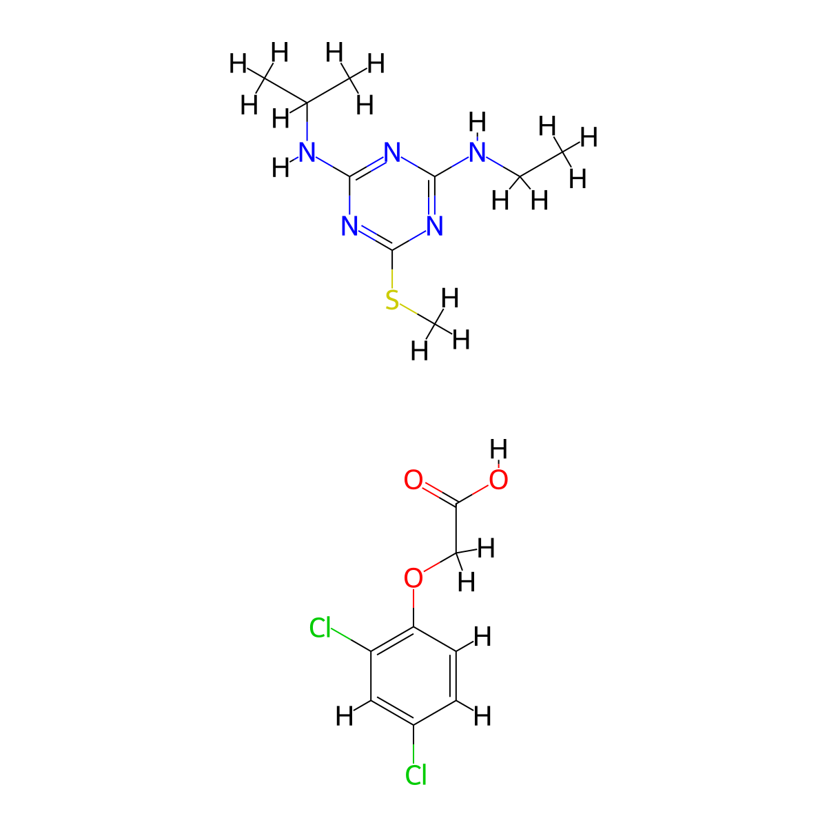 Ametryne mixture with 2,4-D molecular structure, CAS 8073-61-8