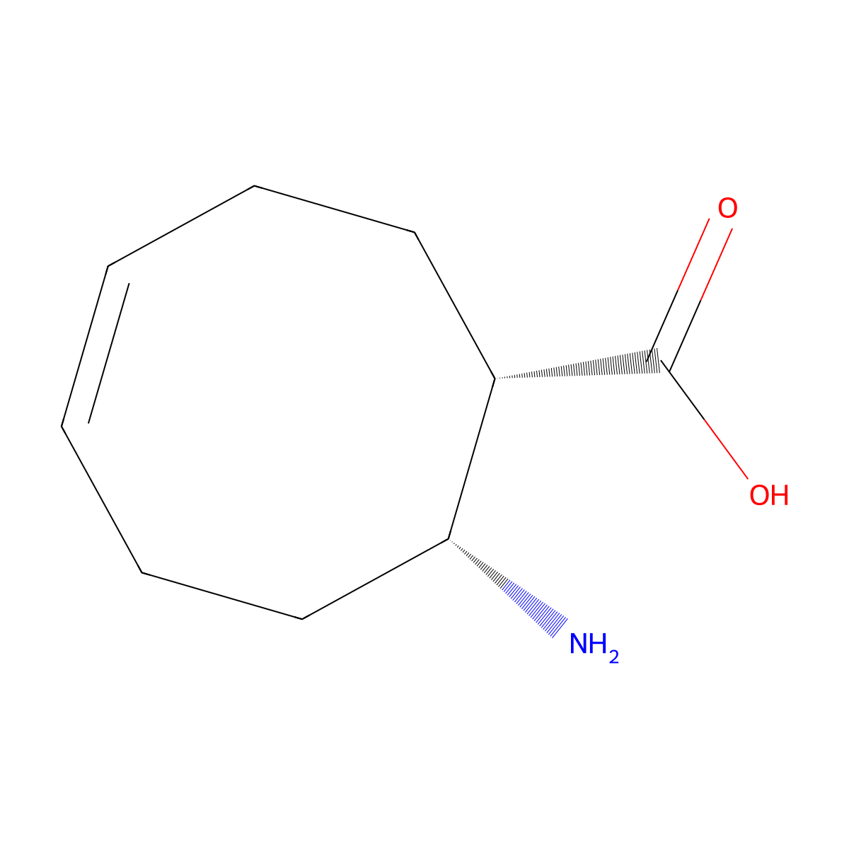 (1S,4Z,8R)-8-Aminocyclooct-4-ene-1-carboxylic acid molecular structure, CAS 807314-37-0