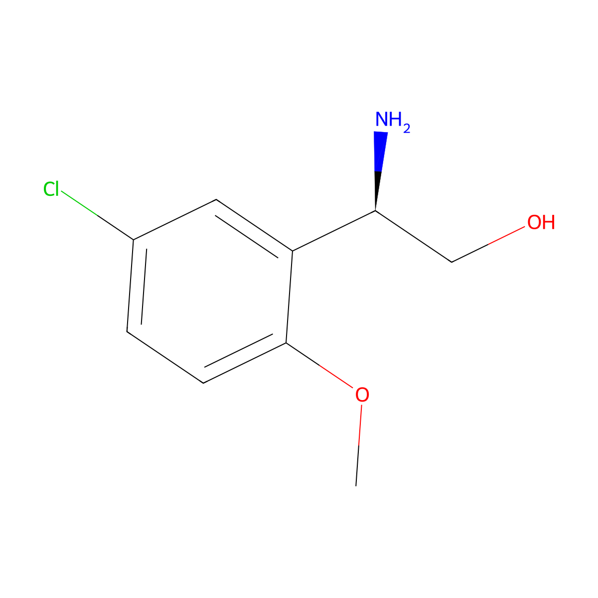 (2R)-2-Amino-2-(5-chloro-2-methoxyphenyl)ethan-1-OL molecular structure, CAS 807314-81-4