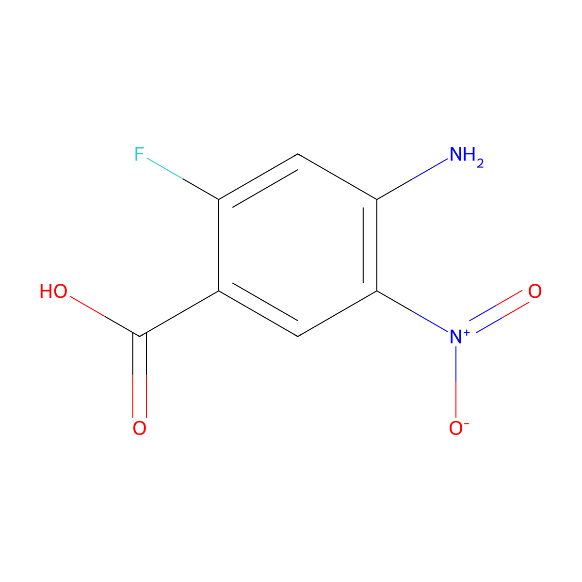 4-Amino-2-fluoro-5-nitrobenzoic acid molecular structure, CAS 807327-07-7