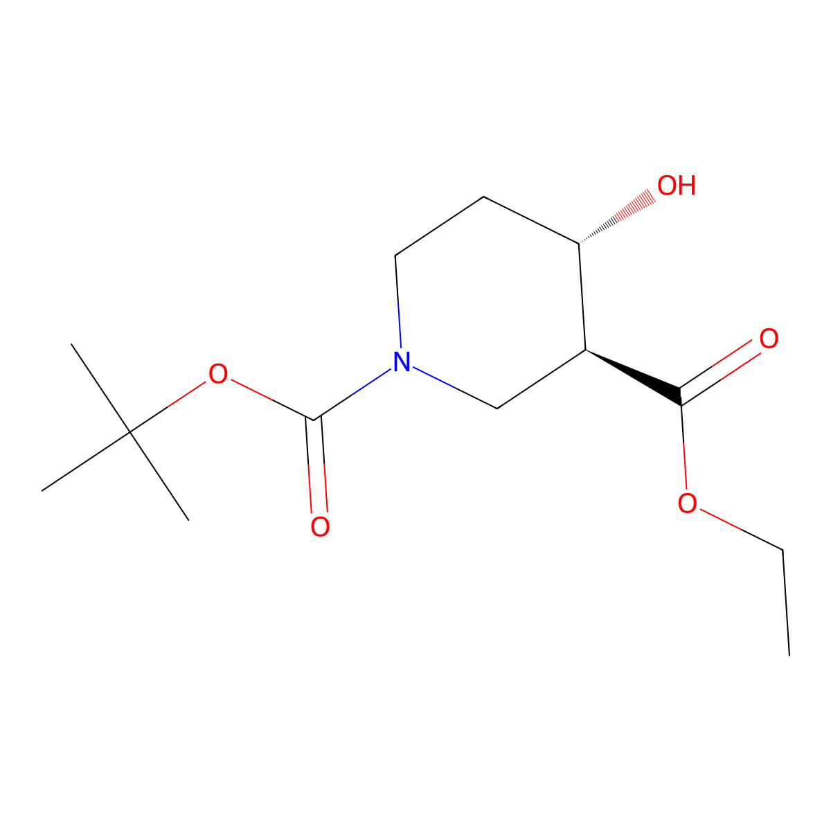 O1-Tert-butyl O3-ethyl (3S,4S)-4-hydroxypiperidine-1,3-dicarboxylate molecular structure, CAS 807331-64-2
