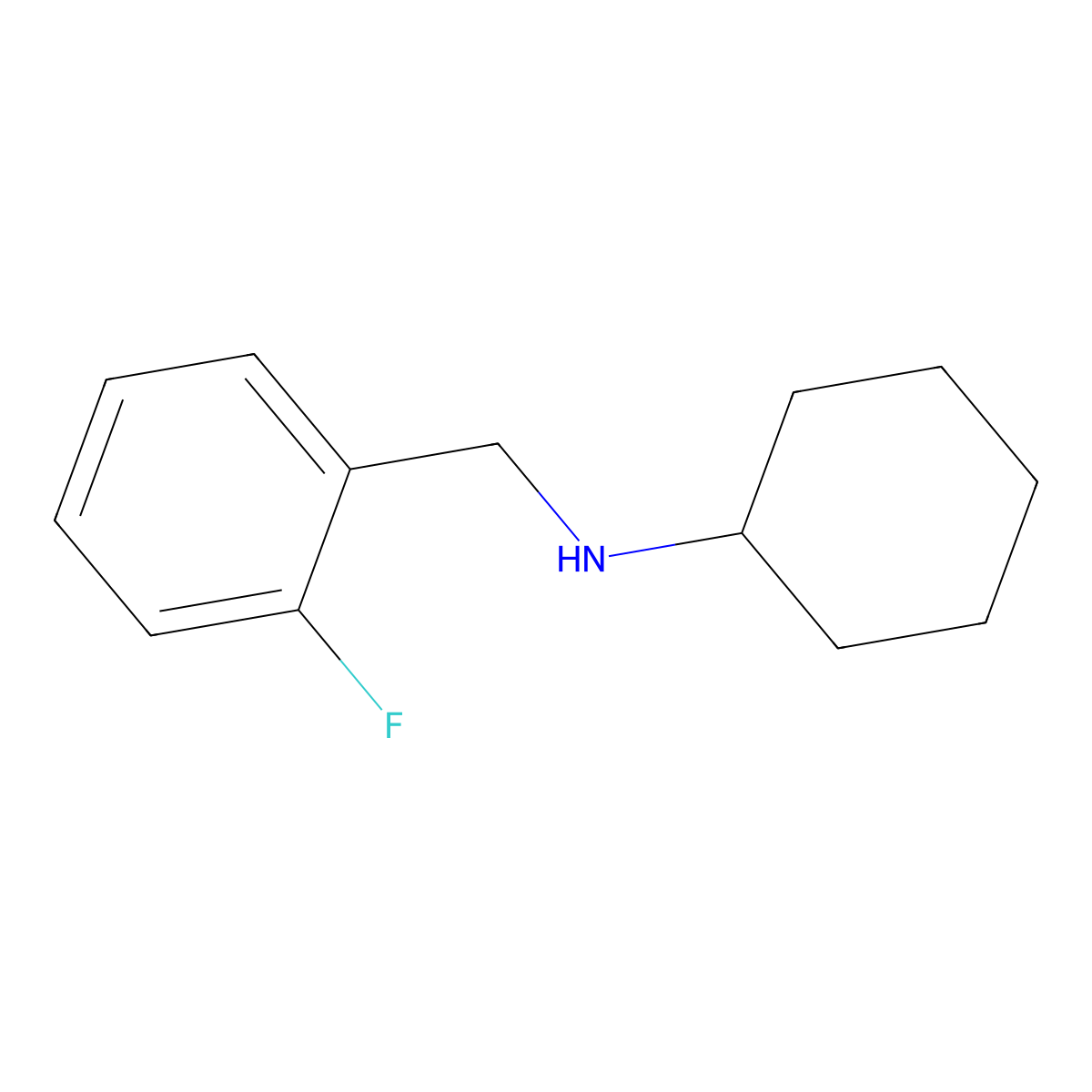 N-[(2-fluorophenyl)methyl]cyclohexanamine molecular structure, CAS 807339-41-9