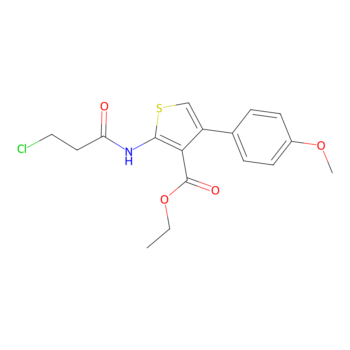 Ethyl 2-(3-chloropropanamido)-4-(4-methoxyphenyl)thiophene-3-carboxylate molecular structure, CAS 807355-70-0