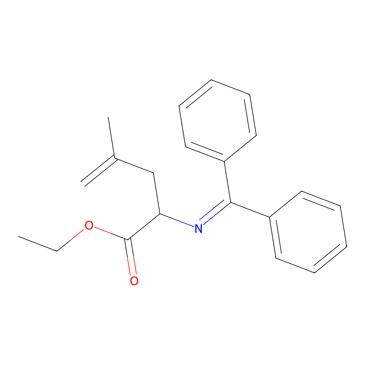 Ethyl 2-((diphenylmethylene)amino)-4-methylpent-4-enoate molecular structure, CAS 80741-44-2