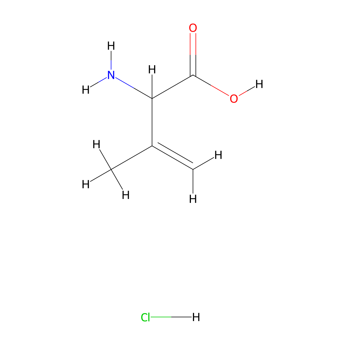 (2R)-2-Amino-3-methyl-but-3-enoic acid hydrochloride molecular structure, CAS 80744-85-0