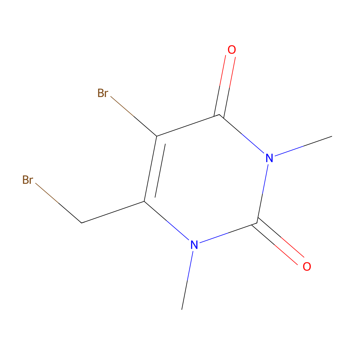 5-bromo-6-(bromomethyl)-1,3-dimethyl-2,4(1H,3H)-pyrimidinedione molecular structure, CAS 80746-00-5