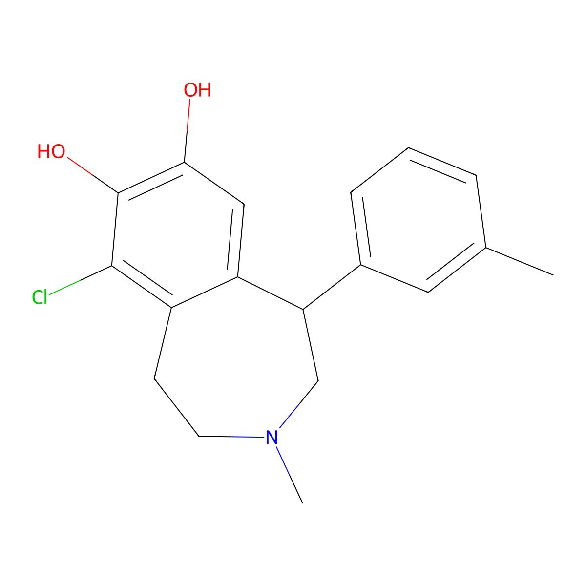 6-Chloro-2,3,4,5-tetrahydro-3-methyl-1-(3-methylphenyl)-1H-3-benzazepine-7,8-diol molecular structure, CAS 80751-85-5