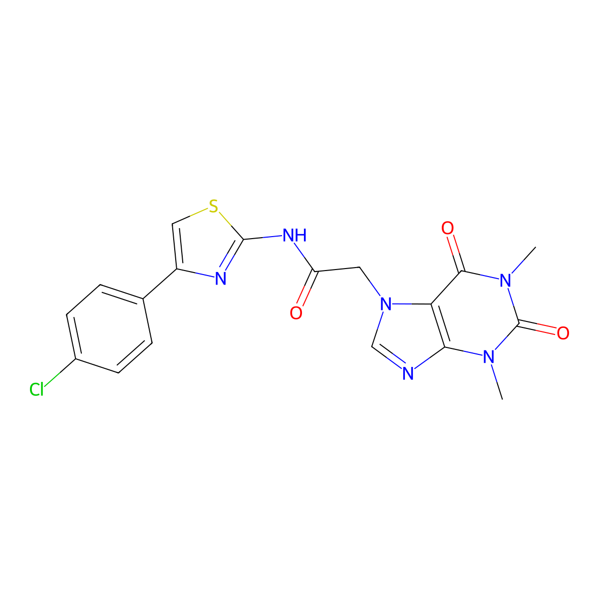 N-[4-(4-chlorophenyl)-1,3-thiazol-2-yl]-2-(1,3-dimethyl-2,6-dioxopurin-7-yl)acetamide molecular structure, CAS 807607-39-2