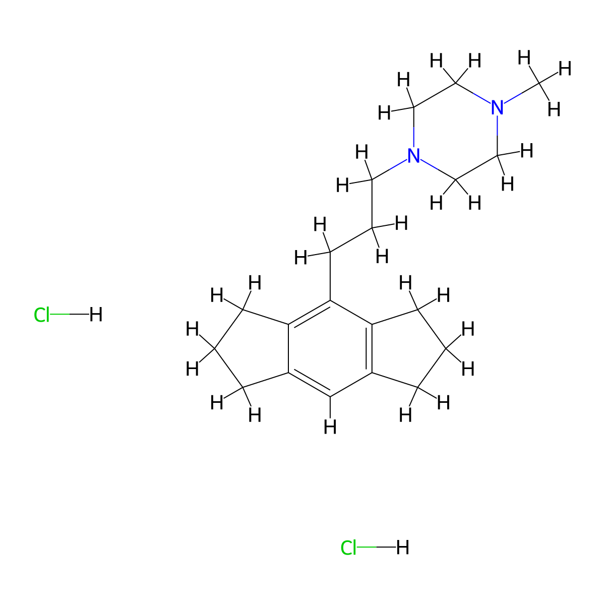 Piperazine, 1-(3-(1,2,3,5,6,7-hexahydro-s-indacen-4-yl)propyl)-4-methyl-, dihydrochloride molecular structure, CAS 80761-01-9