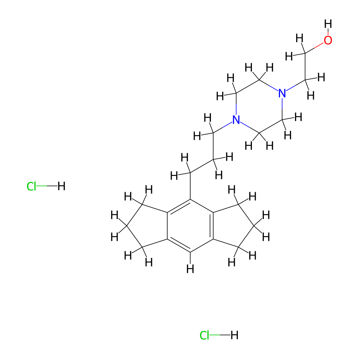 1-Piperazineethanol, 4-(3-(1,2,3,5,6,7-hexahydro-s-indacen-4-yl)propyl)-, dihydrochloride molecular structure, CAS 80761-11-1