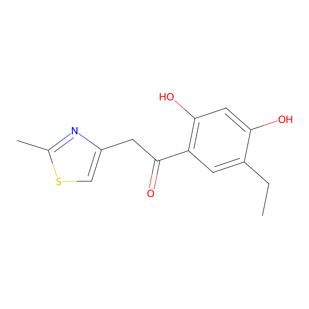 1-(5-Ethyl-2,4-dihydroxyphenyl)-2-(2-methyl-1,3-thiazol-4-yl)ethanone molecular structure, CAS 80761-82-6