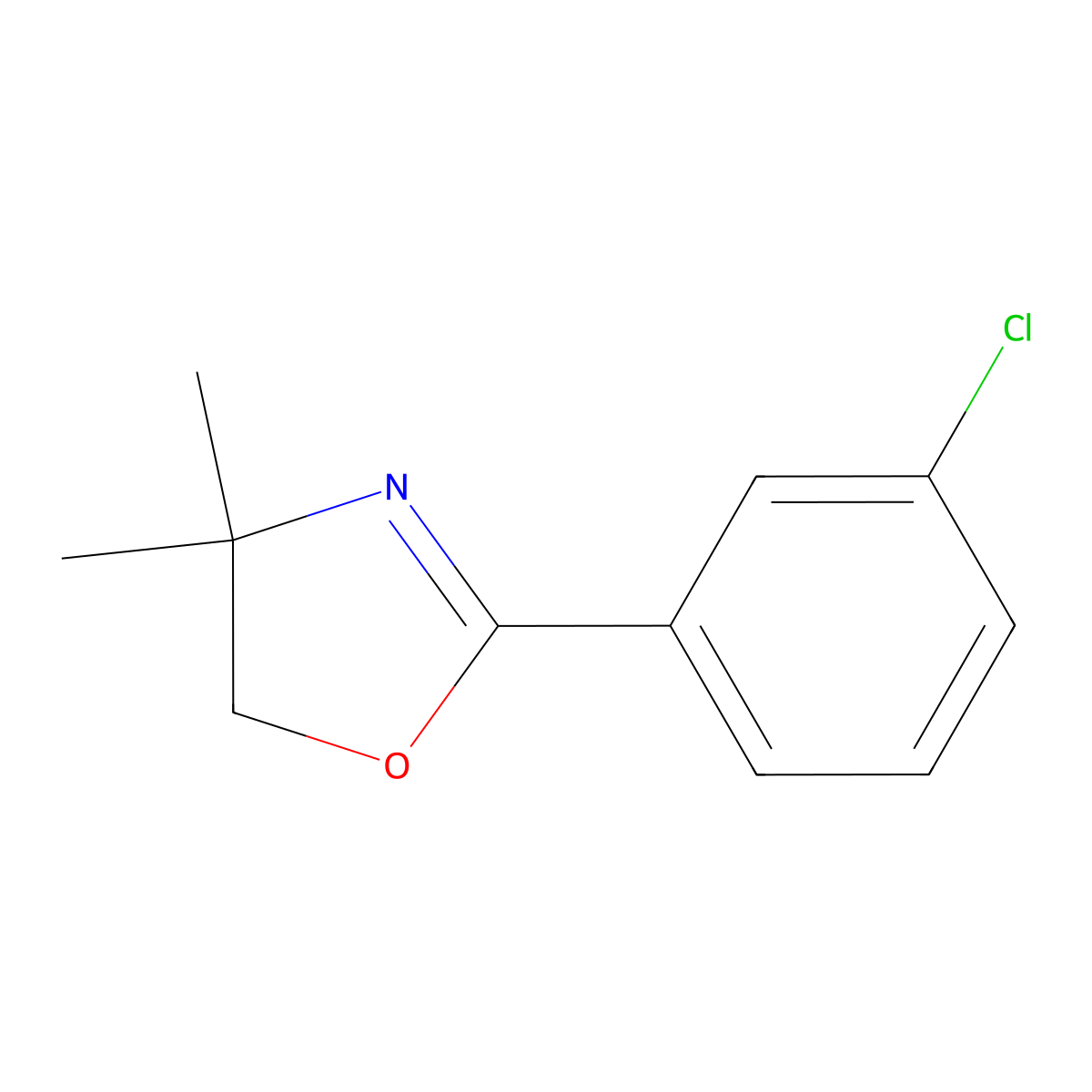 Oxazole, 2-(3-chlorophenyl)-4,5-dihydro-4,4-dimethyl- molecular structure, CAS 80762-49-8
