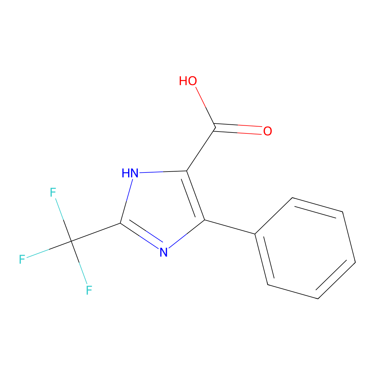 4-phenyl-2-(trifluoromethyl)-1H-imidazole-5-carboxylic acid molecular structure, CAS 807624-29-9