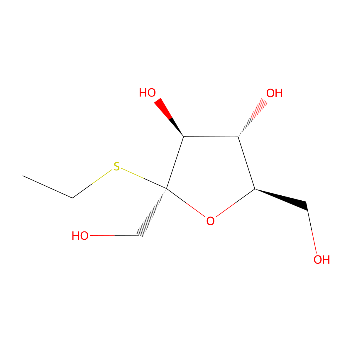 Ethyl 2-thio-beta-d-fructofuranoside molecular structure, CAS 80763-61-7