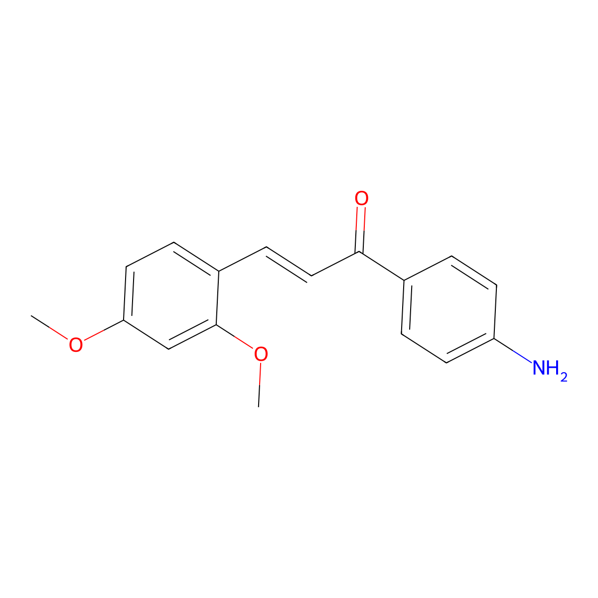 (2E)-1-(4-aminophenyl)-3-(2,4-dimethoxyphenyl)prop-2-en-1-one molecular structure, CAS 807642-56-4