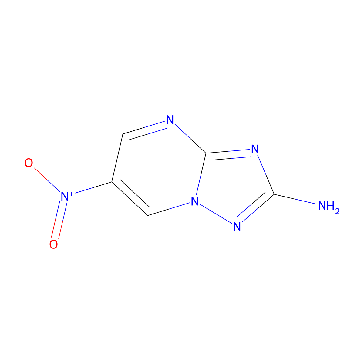 6-Nitro-(1,2,4)triazolo(1,5-A)pyrimidin-2-ylamine molecular structure, CAS 80773-01-9