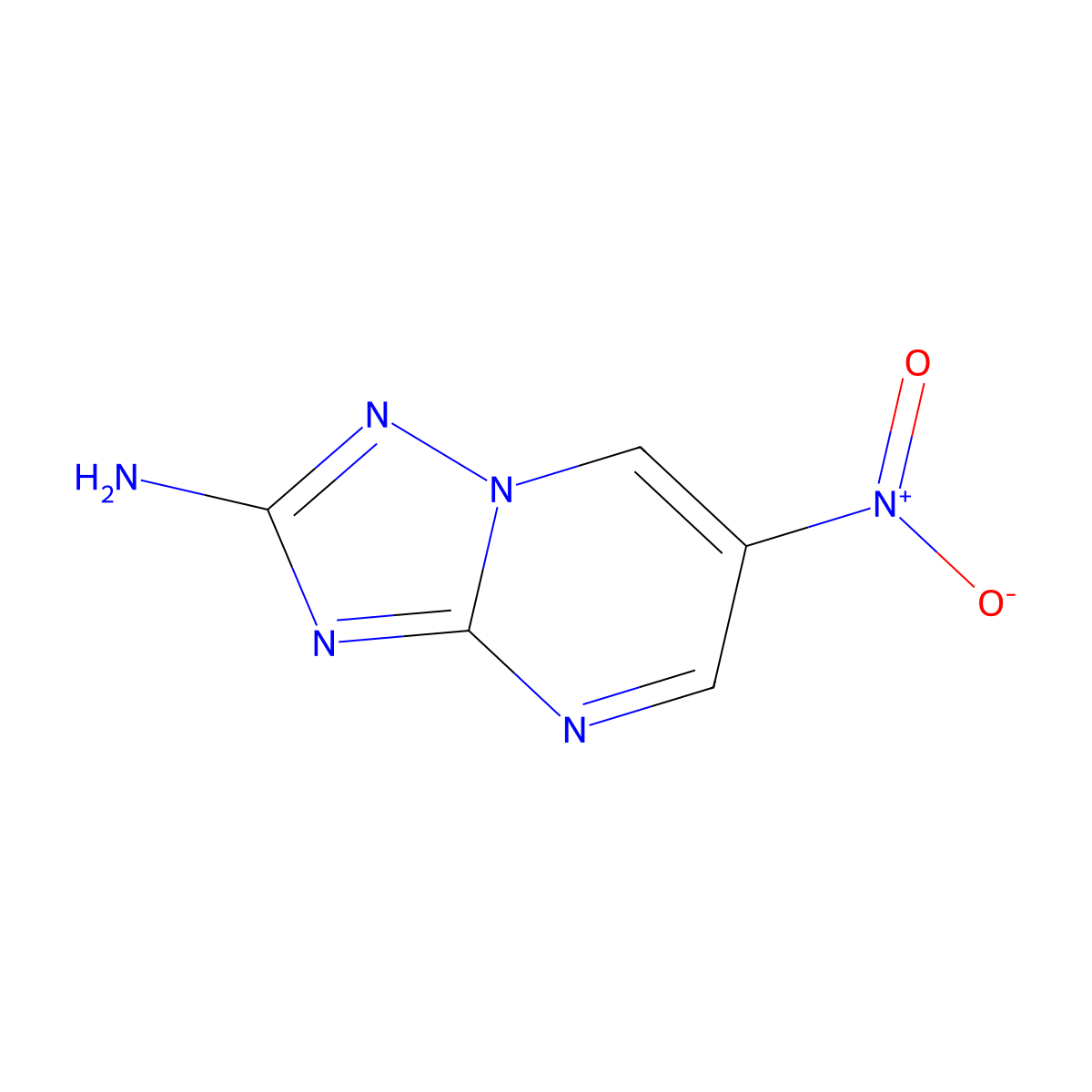6-Nitro-(1,2,4)triazolo(1,5-A)pyrimidin-2-ylamine molecular structure, CAS 80773-01-9