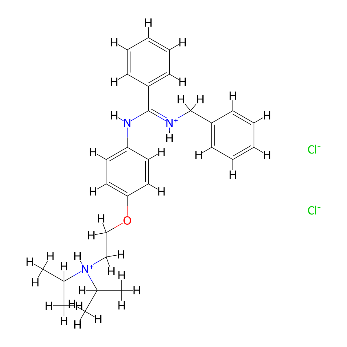 Benzamidine, N'-benzyl-N-(p-(2-(diisopropylamino)ethoxy)phenyl)-, dihydrochloride molecular structure, CAS 80784-93-6