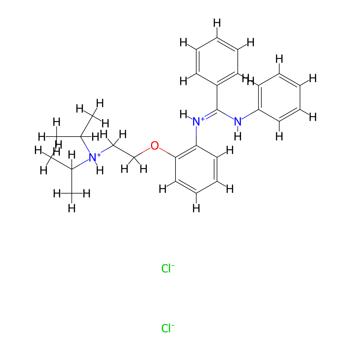 Benzamidine, N-(o-(2-(diisopropylamino)ethoxy)phenyl)-N'-phenyl-, dihydrochloride molecular structure, CAS 80784-97-0