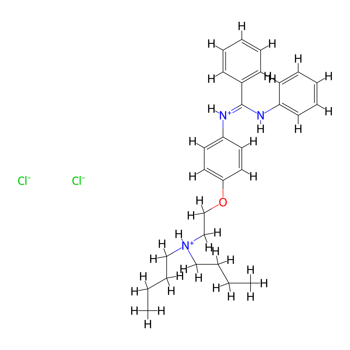 Benzamidine, N-(p-(2-(dibutylamino)ethoxy)phenyl)-N'-phenyl-, dihydrochloride molecular structure, CAS 80785-00-8