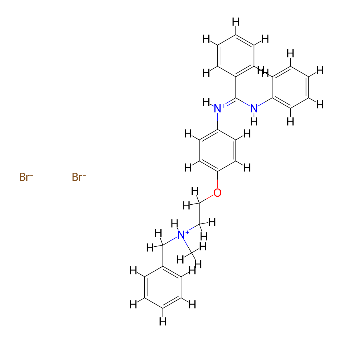 Benzamidine, N-(p-(2-(benzylmethylamino)ethoxy)phenyl)-N'-phenyl-, dihydrobromide, hydrate molecular structure, CAS 80785-02-0