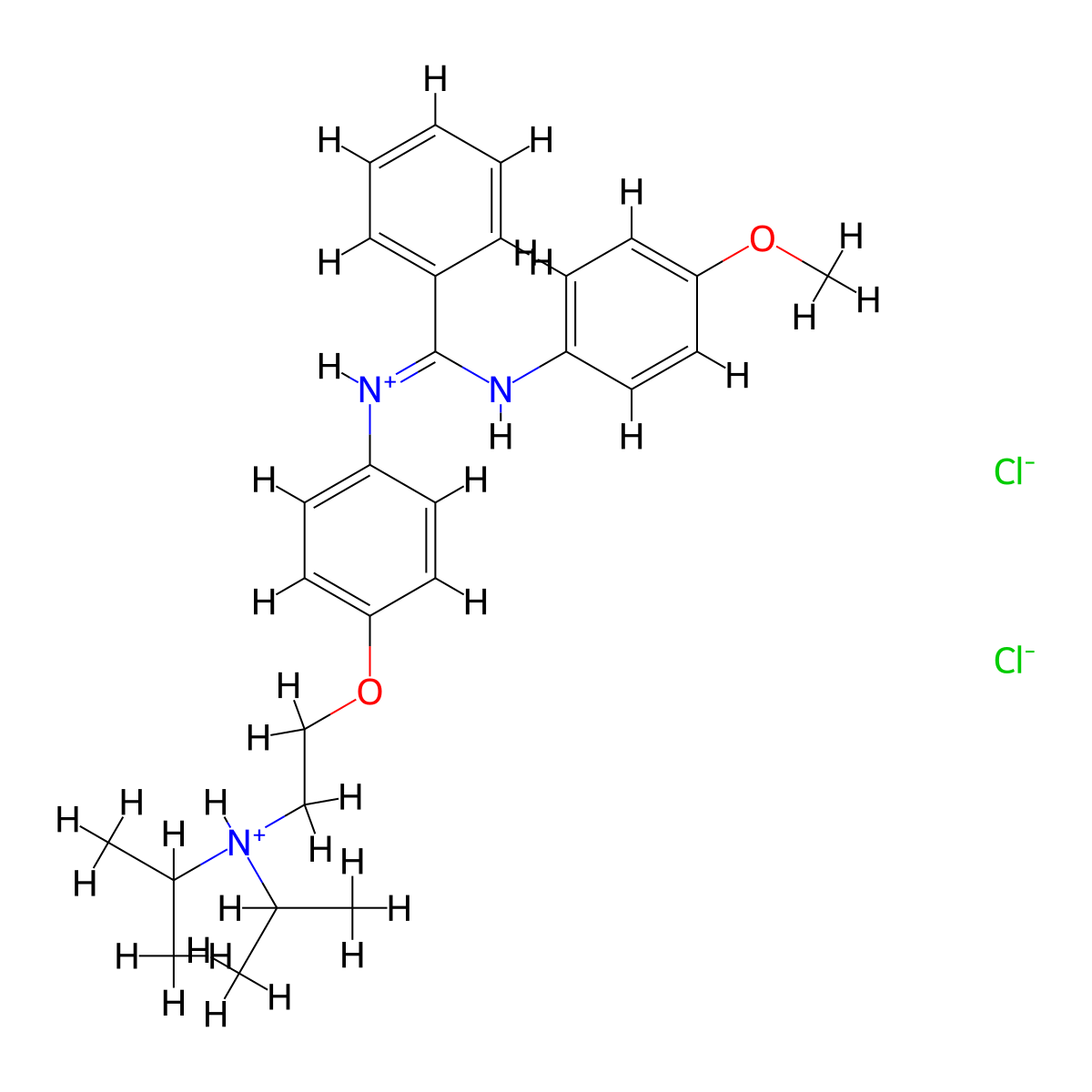Benzamidine, N-(p-(2-(diisopropylamino)ethoxy)phenyl)-N'-(p-methoxyphenyl)-, dihydrochloride molecular structure, CAS 80785-09-7