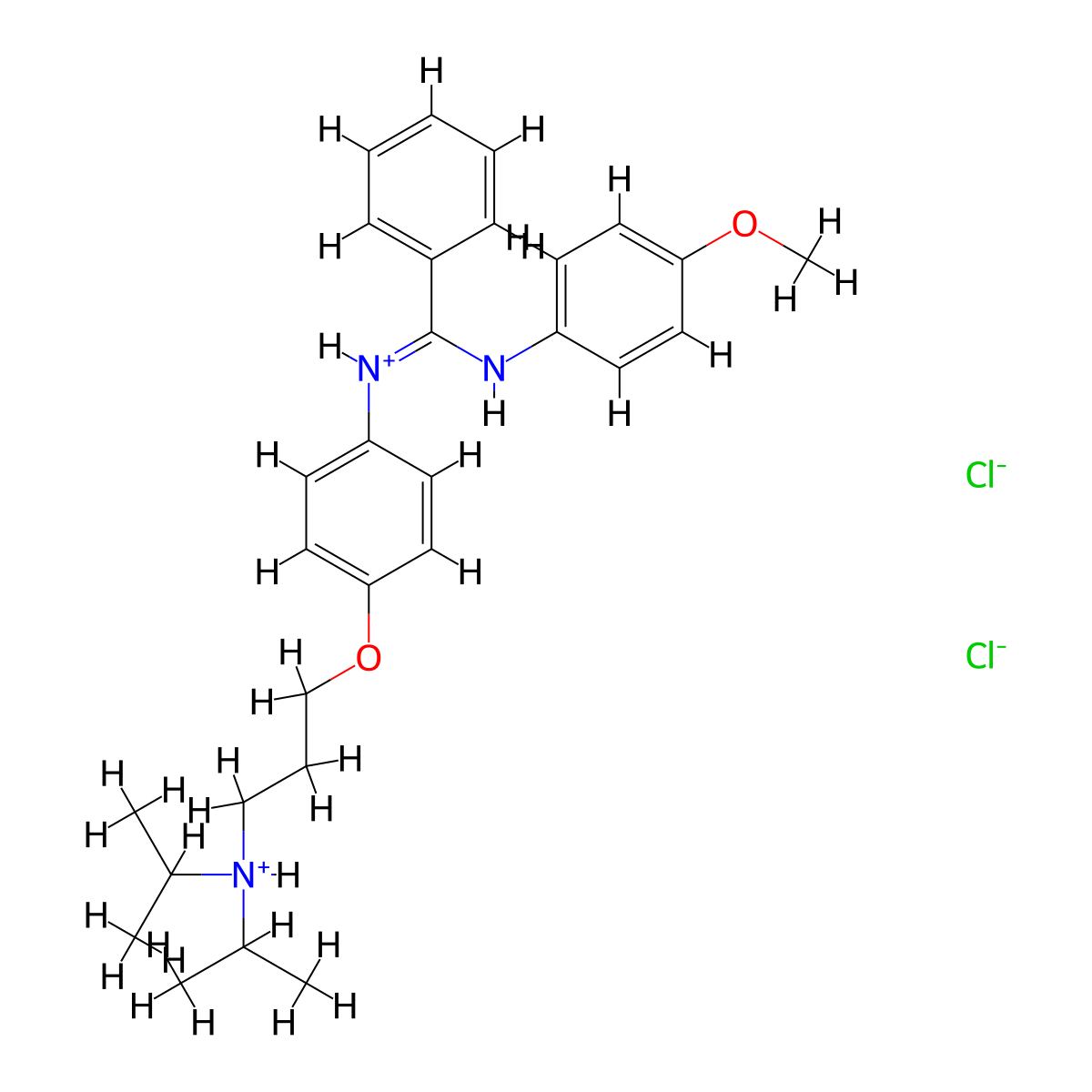 Benzamidine, N-(p-(3-(diisopropylamino)propoxy)phenyl)-N'-(p-methoxyphenyl)-, dihydrochloride molecular structure, CAS 80785-10-0