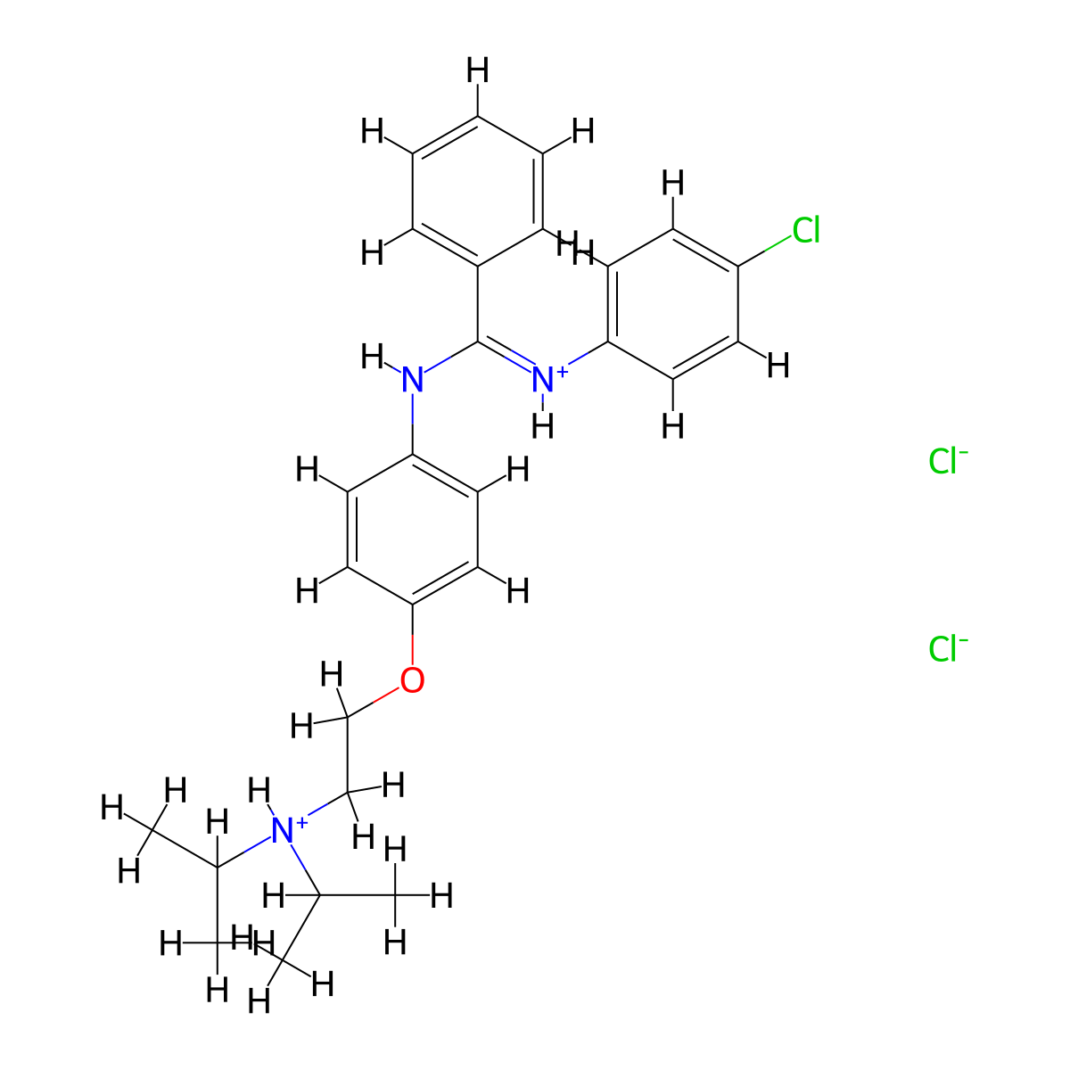 Benzamidine, N'-(p-chlorophenyl)-N-(p-(2-(diisopropylamino)ethoxy)phenyl)-, dihydrochloride molecular structure, CAS 80785-14-4