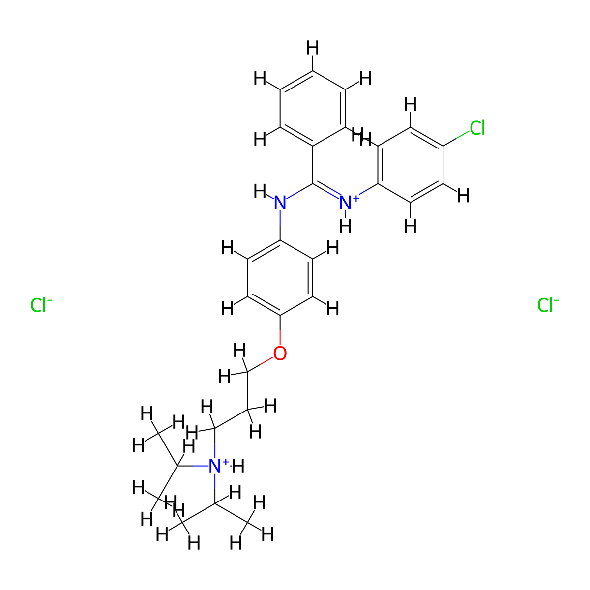 Benzamidine, N'-(p-chlorophenyl)-N-(p-(3-(diisopropylamino)propoxy)phenyl)-, dihydrochloride molecular structure, CAS 80785-15-5