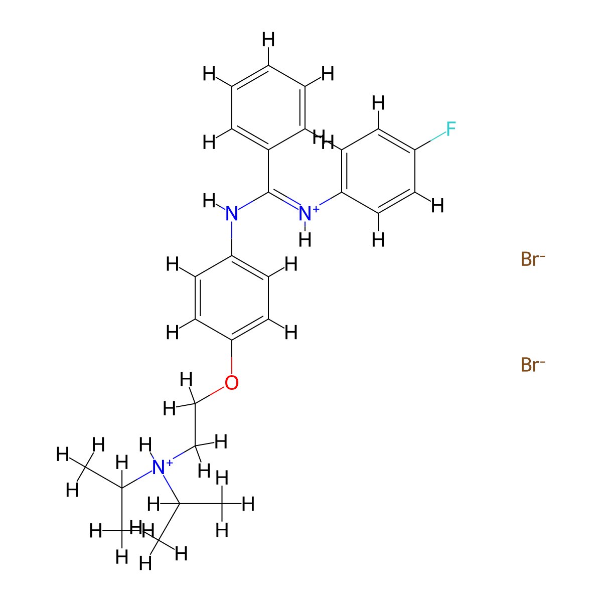 Benzamidine, N-(p-(2-(diisopropylamino)ethoxy)phenyl)-N'-(p-fluorophenyl)-, dihydrobromide molecular structure, CAS 80785-17-7