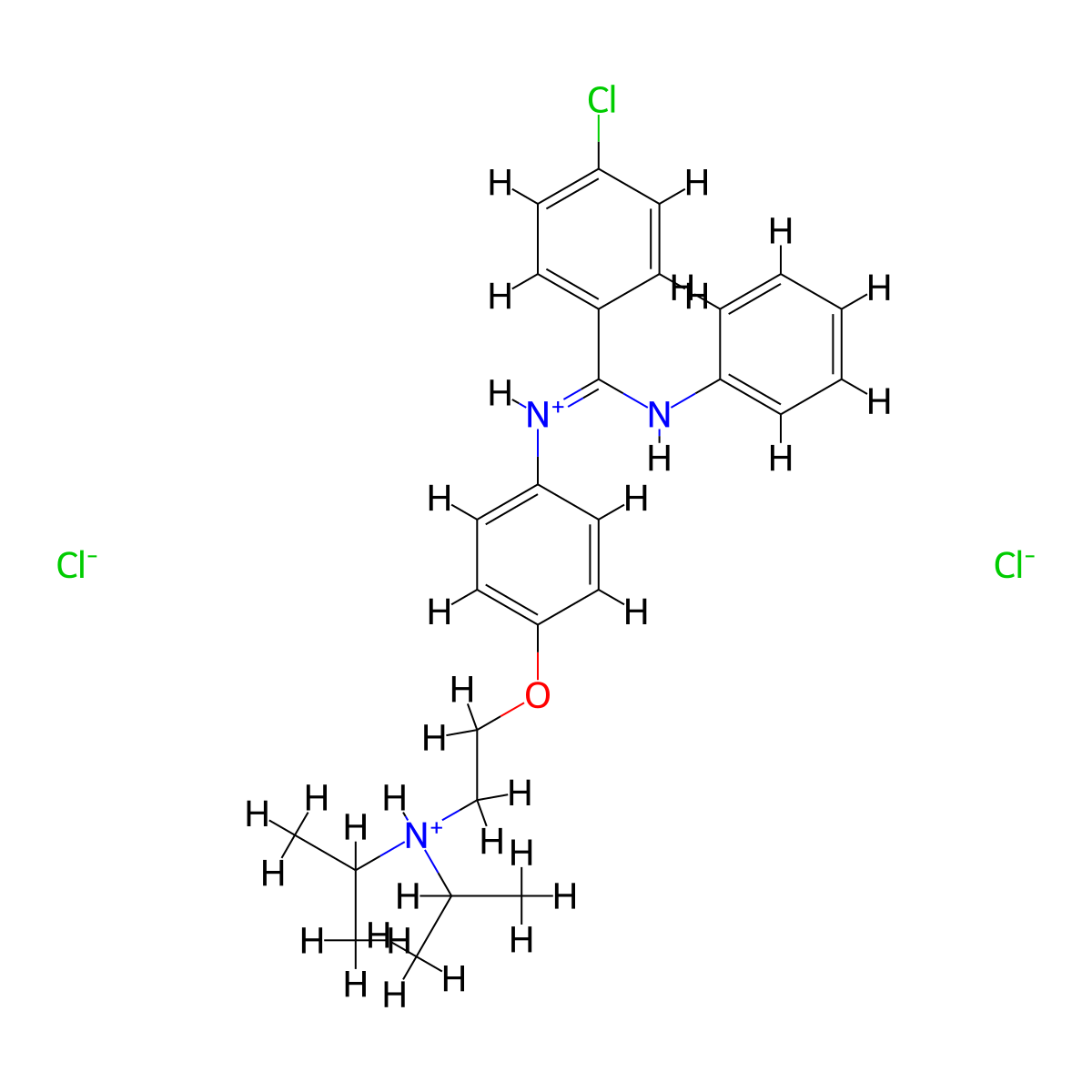 Benzamidine, 4-chloro-N-(p-(2-(diisopropylamino)ethoxy)phenyl)-N'-phenyl-, dihydrochloride molecular structure, CAS 80785-19-9