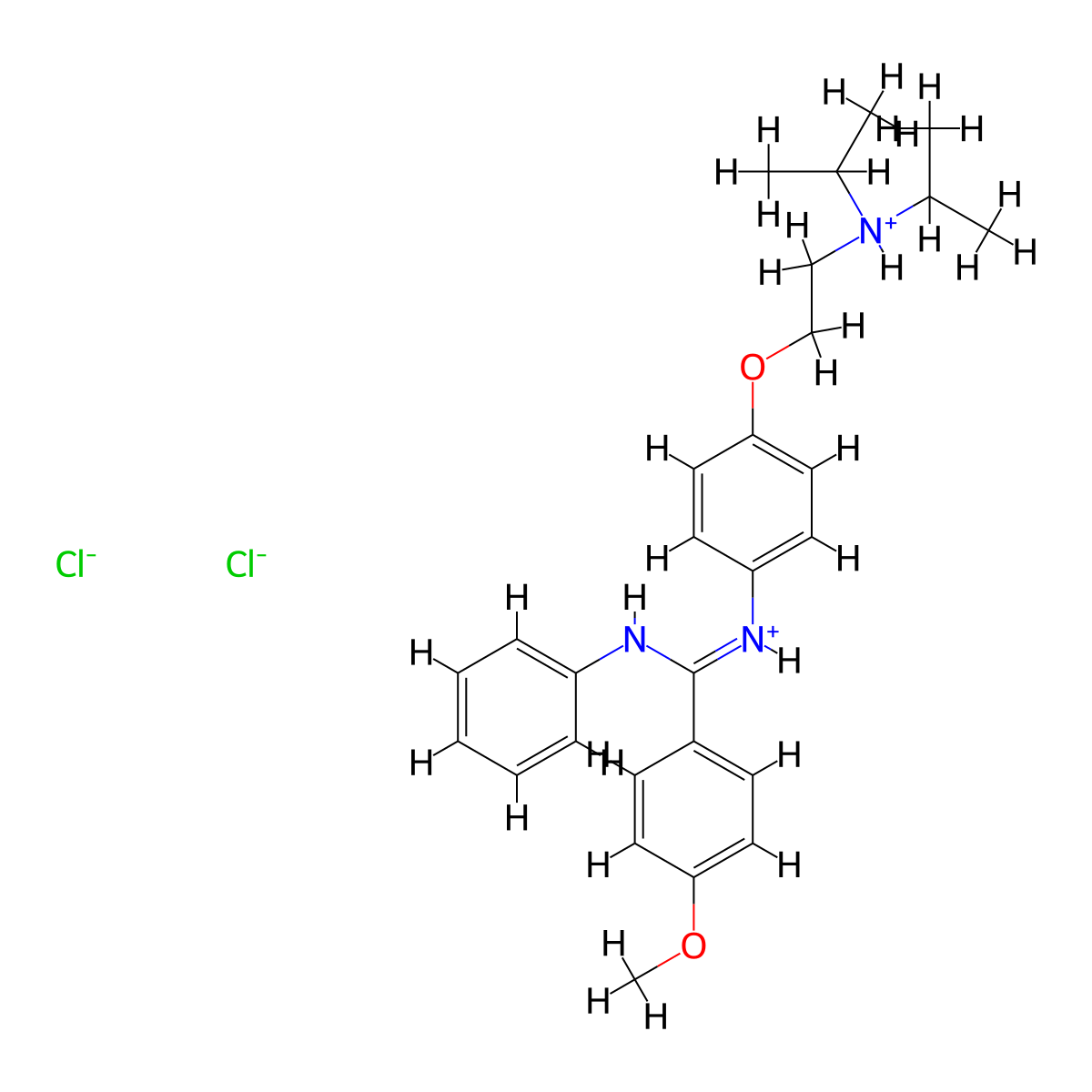 Benzamidine, N-(p-(2-(diisopropylamino)ethoxy)phenyl)-4-methoxy-N'-phenyl-, dihydrochloride molecular structure, CAS 80785-20-2