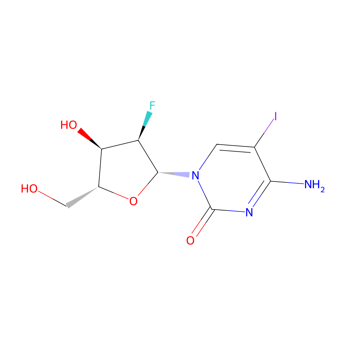 2'-Deoxy-2'-fluoro-5-iodocytidine molecular structure, CAS 80791-93-1