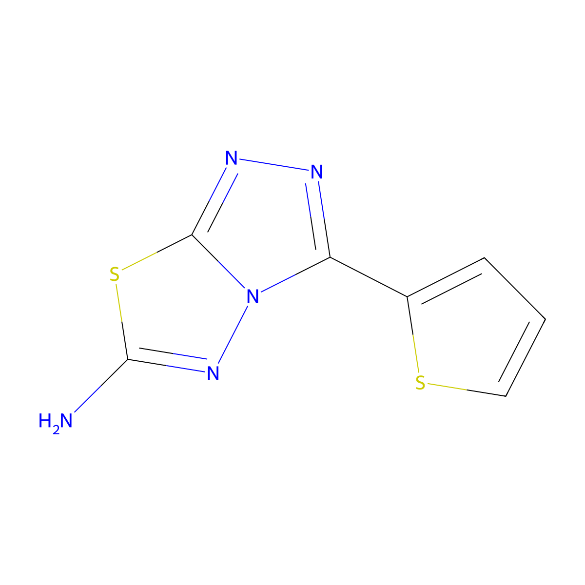 3-(2-Thienyl)-1,2,4-triazolo(3,4-b)(1,3,4)thiadiazol-6-amine molecular structure, CAS 80809-42-3