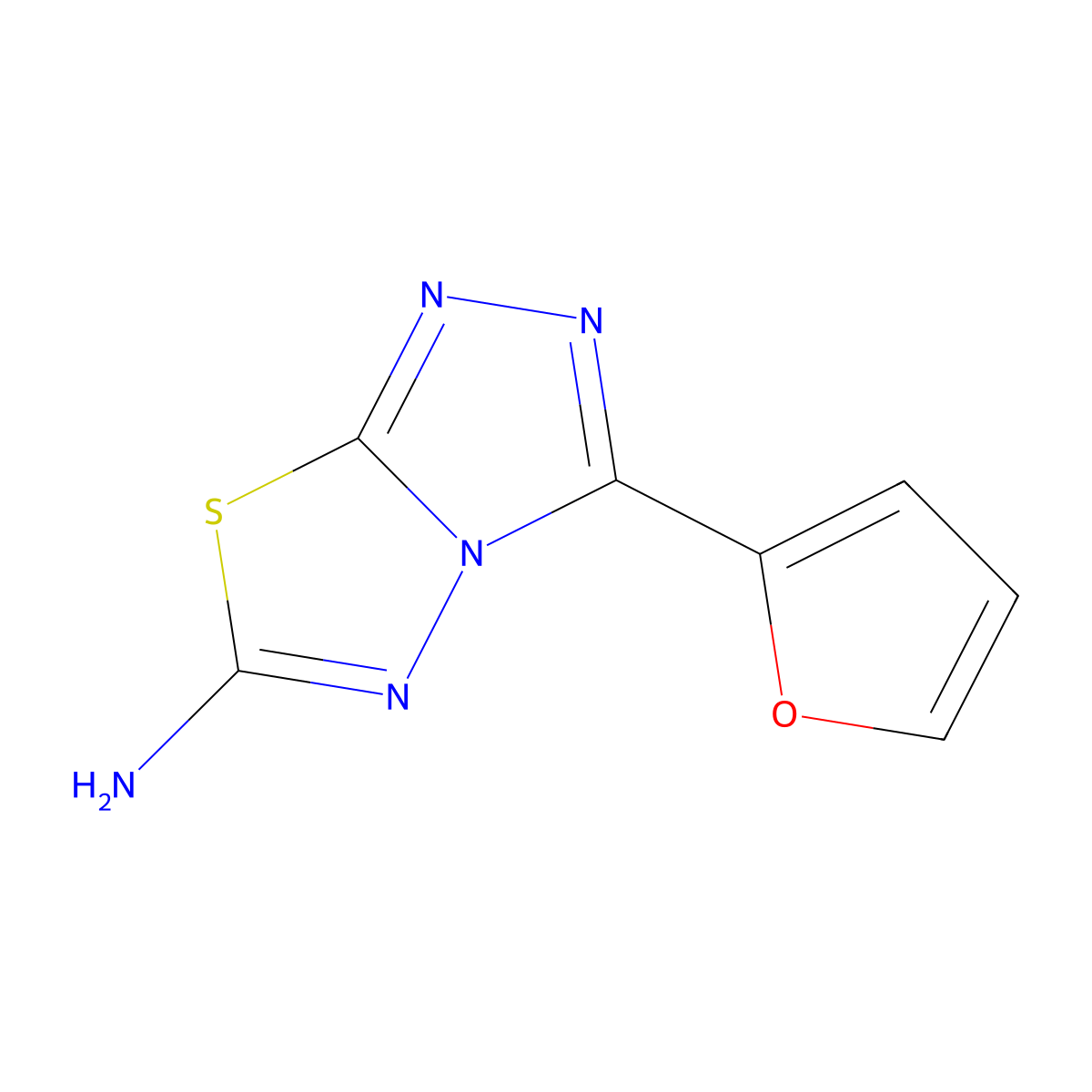 3-(2-Furyl)[1,2,4]triazolo[3,4-b][1,3,4]thiadiazol-6-amine molecular structure, CAS 80809-43-4