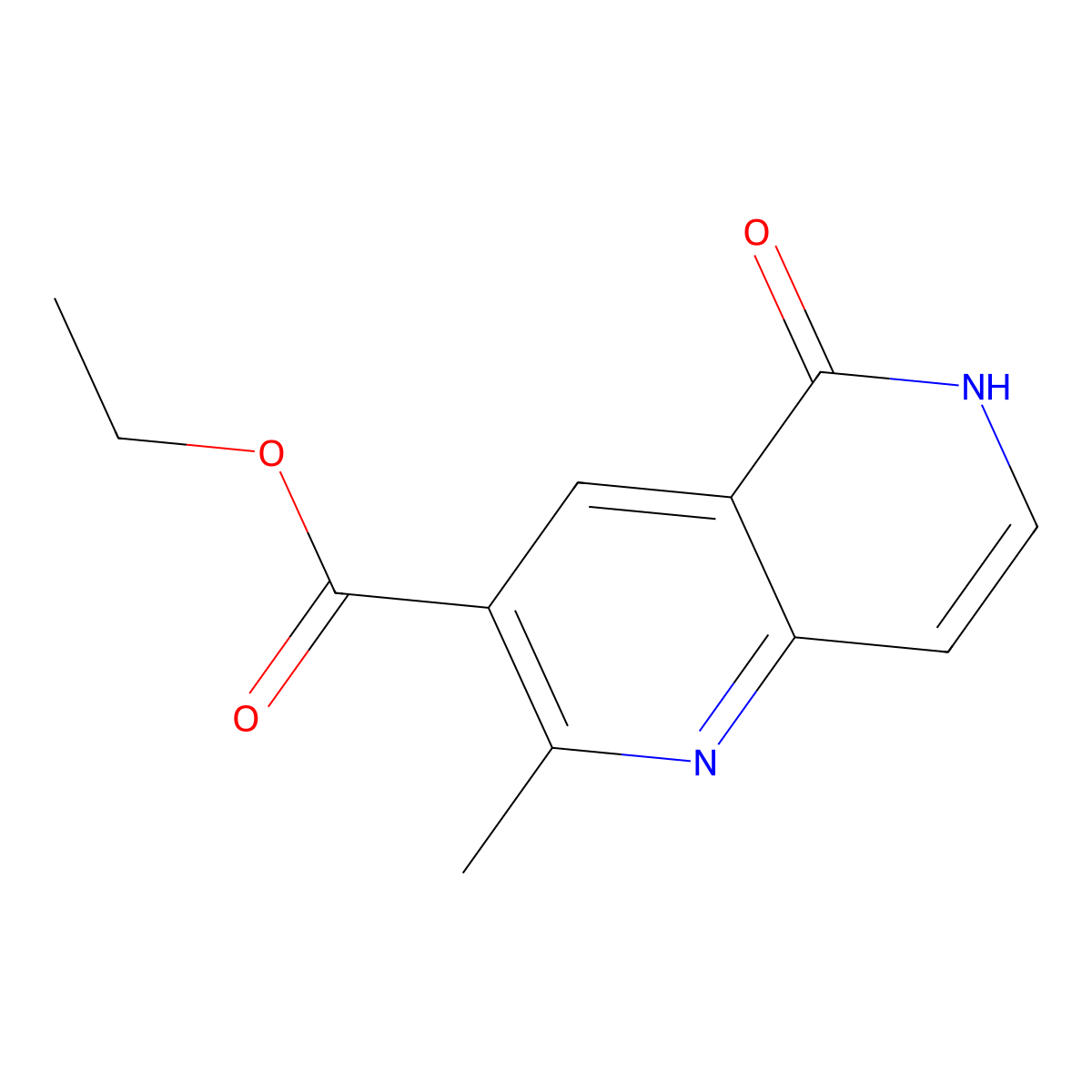 Ethyl 2-methyl-5-oxo-5,6-dihydro-1,6-naphthyridine-3-carboxylate molecular structure, CAS 80812-55-1