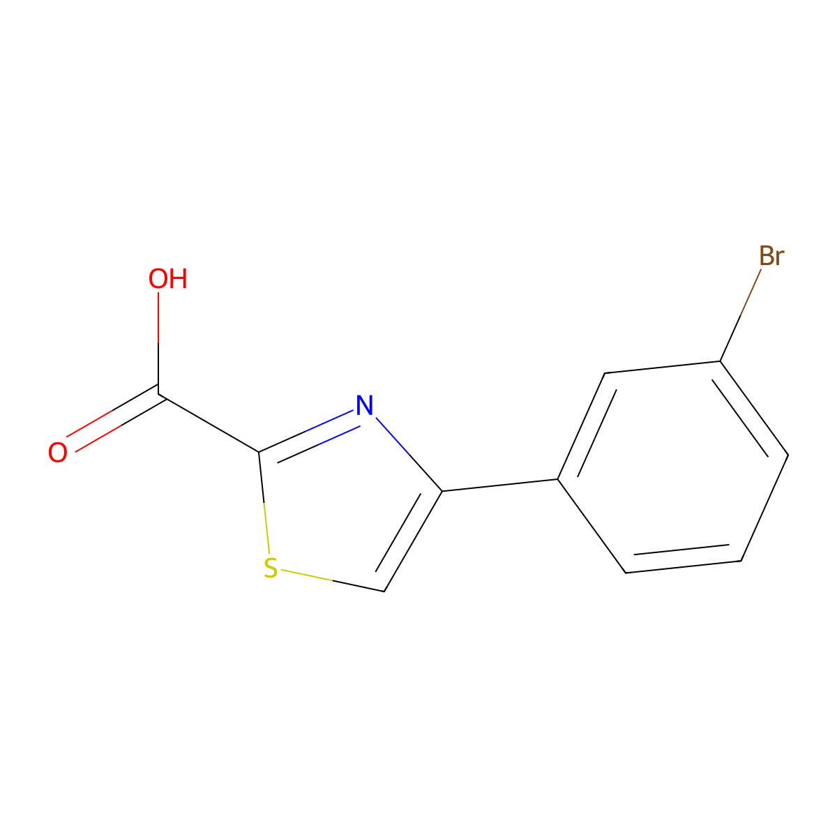 4-(3-Bromophenyl)thiazole-2-carboxylic acid molecular structure, CAS 808128-00-9