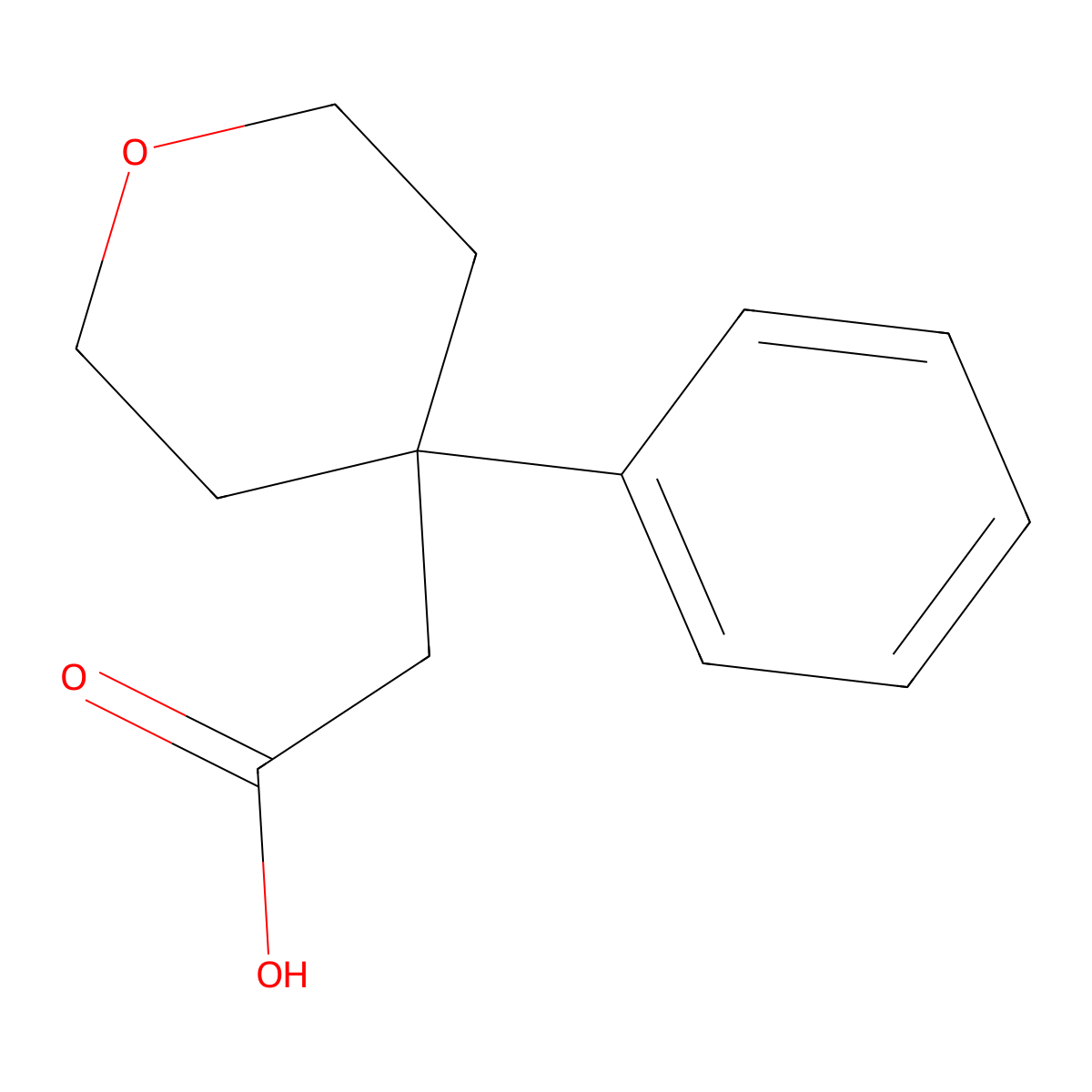 2-(4-phenyltetrahydro-2H-pyran-4-yl)acetic acid molecular structure, CAS 80813-10-1