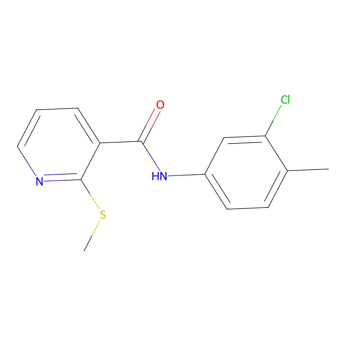 N-(3-chloro-4-methylphenyl)-2-methylsulfanylpyridine-3-carboxamide molecular structure, CAS 808178-91-8