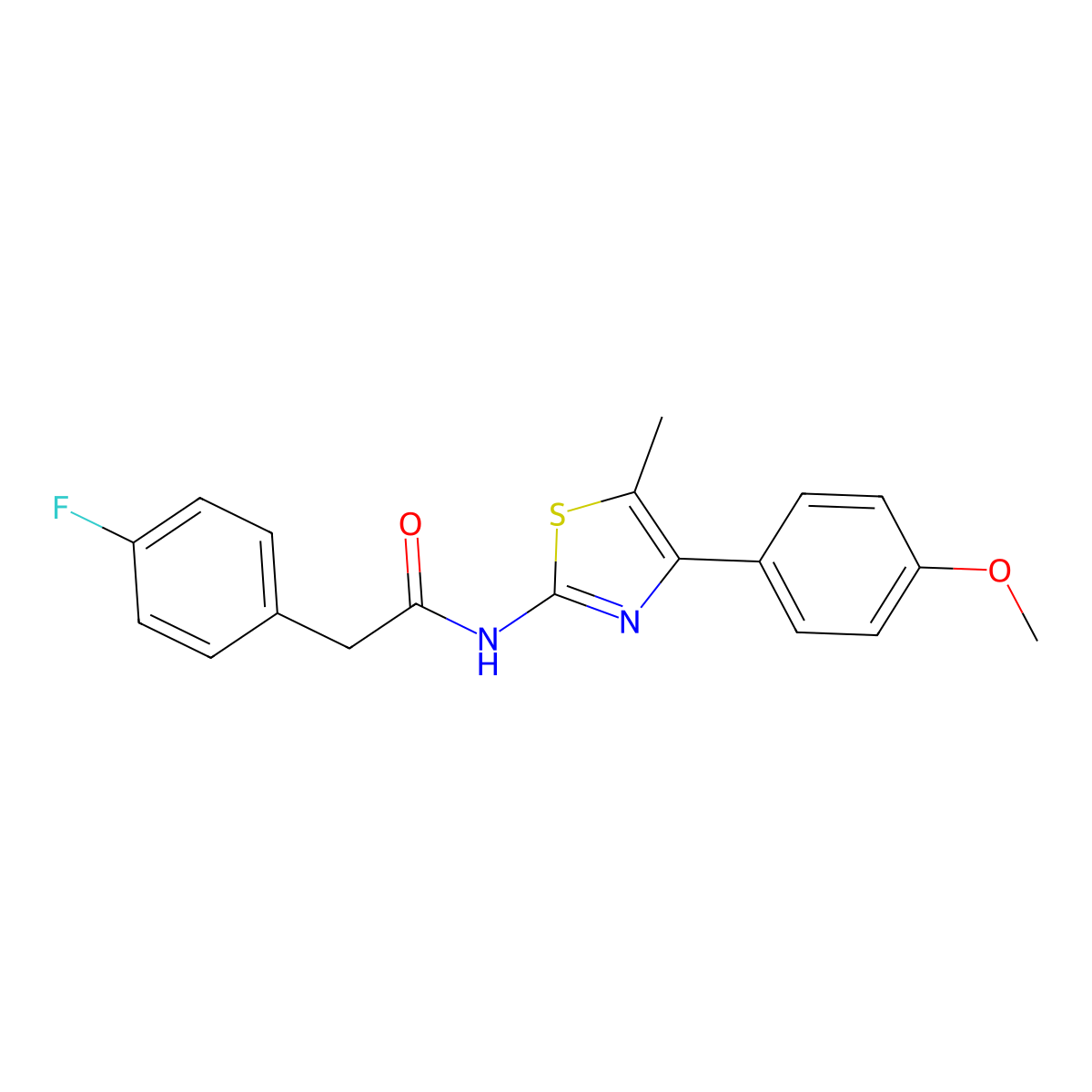 2-(4-fluorophenyl)-N-[4-(4-methoxyphenyl)-5-methyl-1,3-thiazol-2-yl]acetamide molecular structure, CAS 808178-94-1