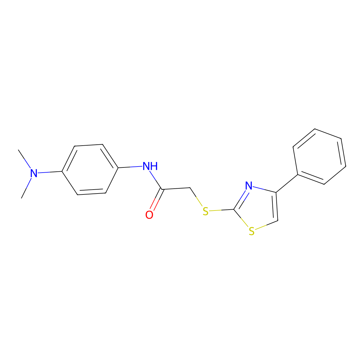 N-[4-(dimethylamino)phenyl]-2-[(4-phenyl-1,3-thiazol-2-yl)sulfanyl]acetamide molecular structure, CAS 808179-10-4