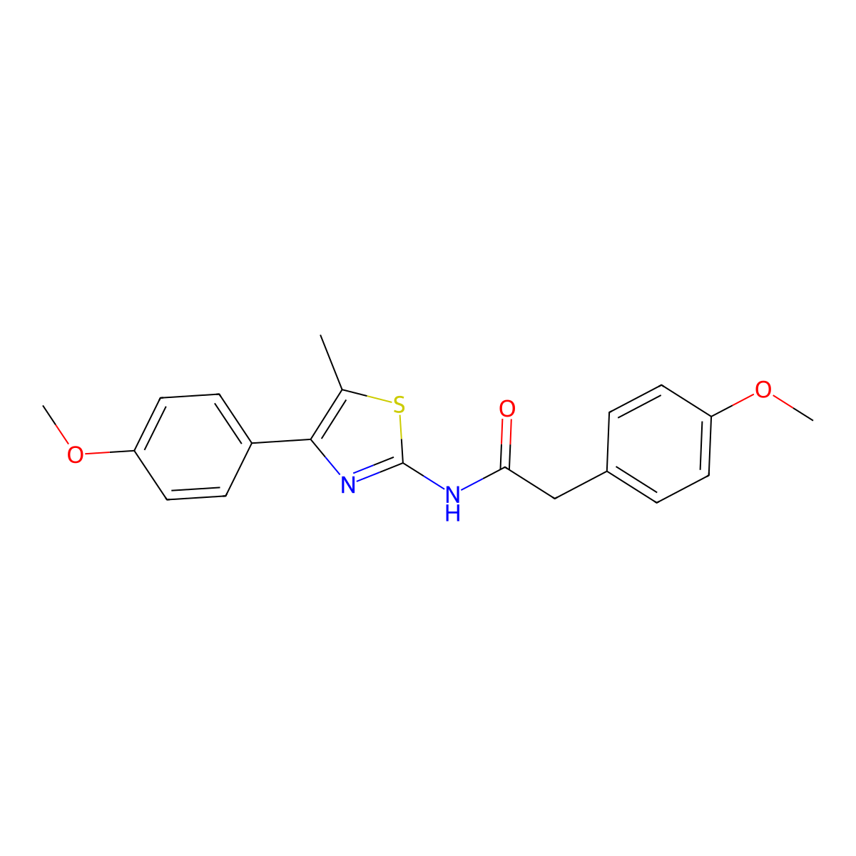 2-(4-methoxyphenyl)-N-[4-(4-methoxyphenyl)-5-methyl-1,3-thiazol-2-yl]acetamide molecular structure, CAS 808180-03-2