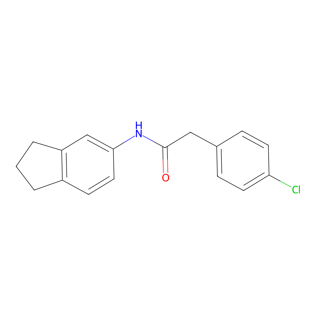 2-(4-chlorophenyl)-N-(2,3-dihydro-1H-inden-5-yl)acetamide molecular structure, CAS 808189-91-5