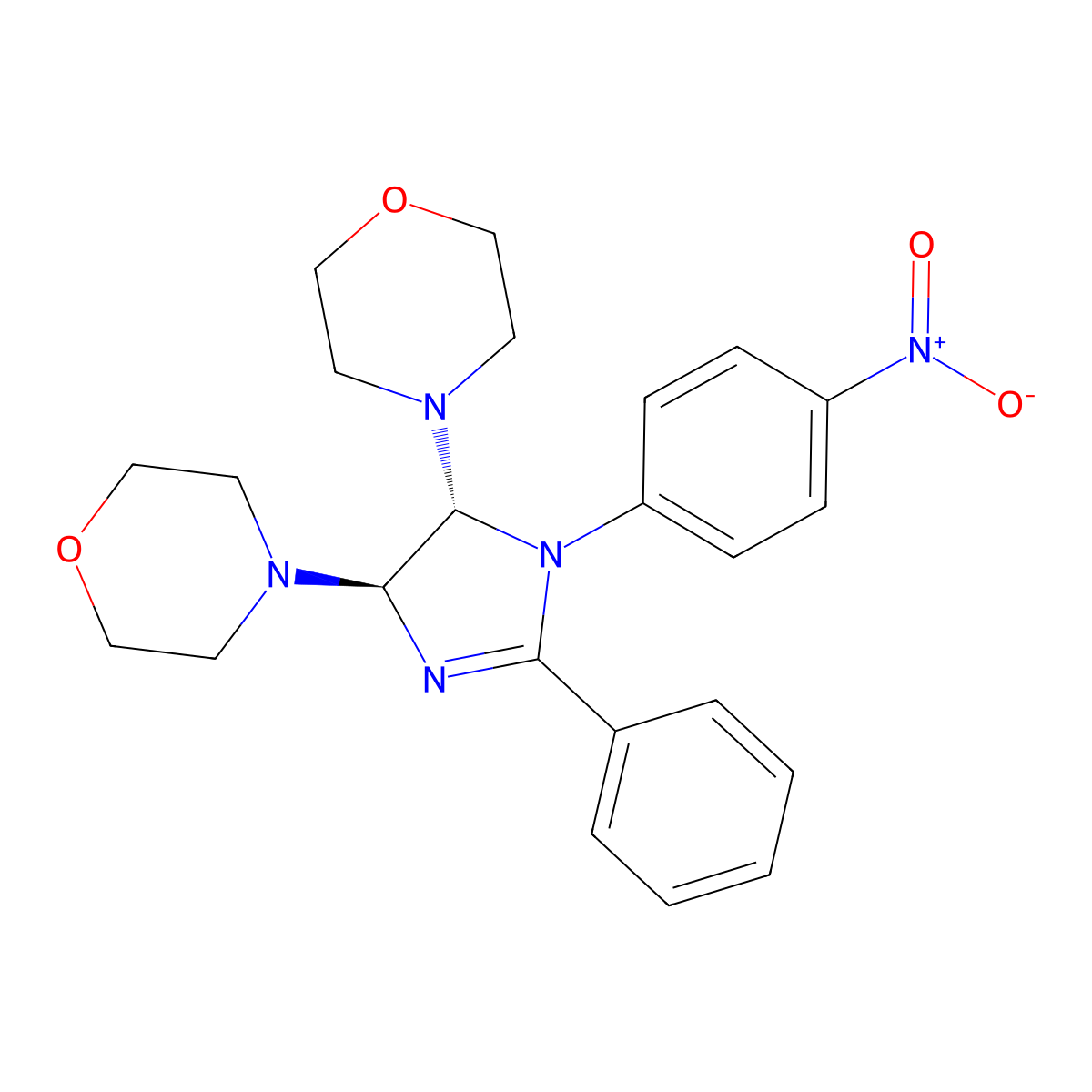 4-[(4R,5R)-5-morpholin-4-yl-1-(4-nitrophenyl)-2-phenyl-4,5-dihydroimidazol-4-yl]morpholine molecular structure, CAS 80821-34-7