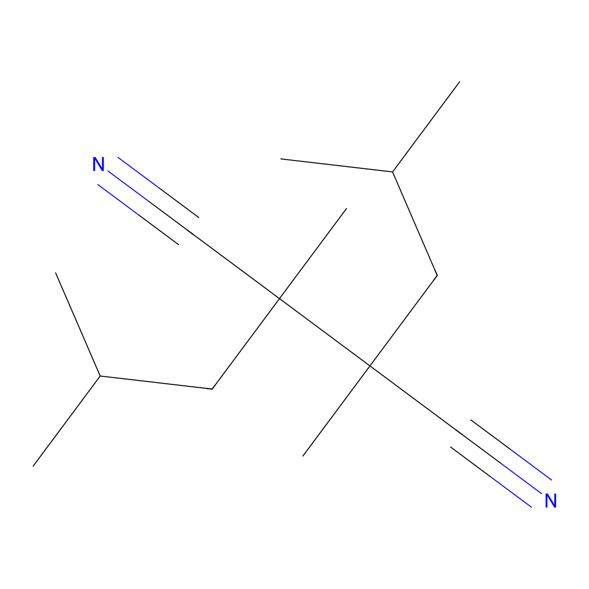 2,3-Dimethyl-2,3-bis(2-methylpropyl)butanedinitrile molecular structure, CAS 80822-82-8