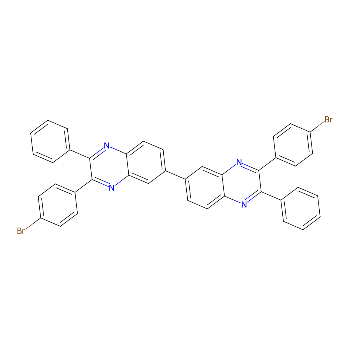3-(4-Bromophenyl)-6-[3-(4-bromophenyl)-2-phenylquinoxalin-6-yl]-2-phenylquinoxaline molecular structure, CAS 80828-97-3