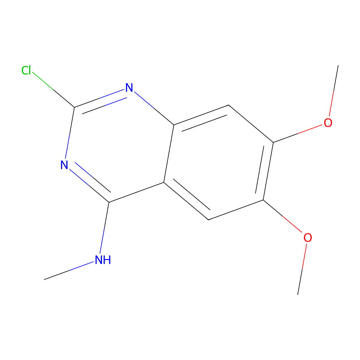 2-chloro-6,7-dimethoxy-N-methylquinazolin-4-amine molecular structure, CAS 80841-29-8